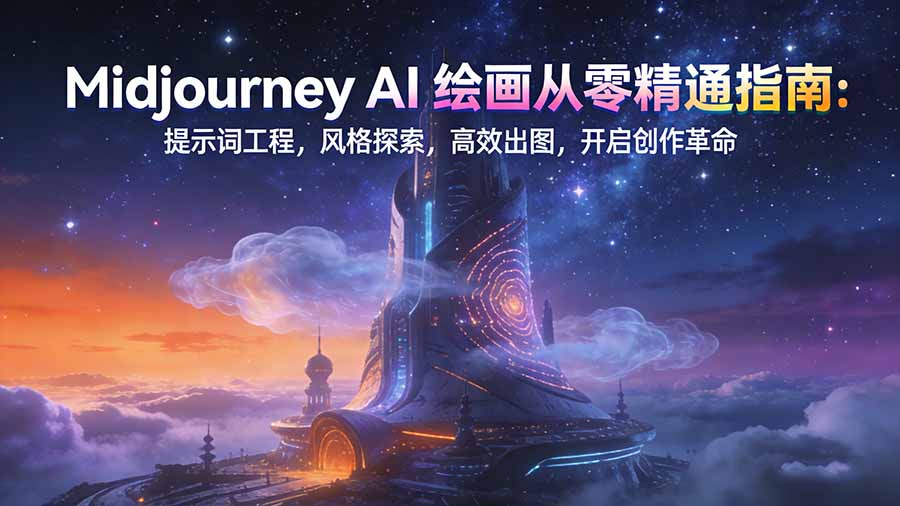 Midjourney AI绘画从零精通指南：提示词工程，风格探索，高效出图，开启创作革命-天韵资源网
