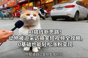 AI搞钱新思路！动物被迫采访搞笑短视频全攻略，0基础也能轻松涨粉变现-天韵资源网