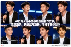 AI仿真人辩手情感短视频制作教学，流量逆天，快速起号涨粉，手把手教你制作-天韵资源网