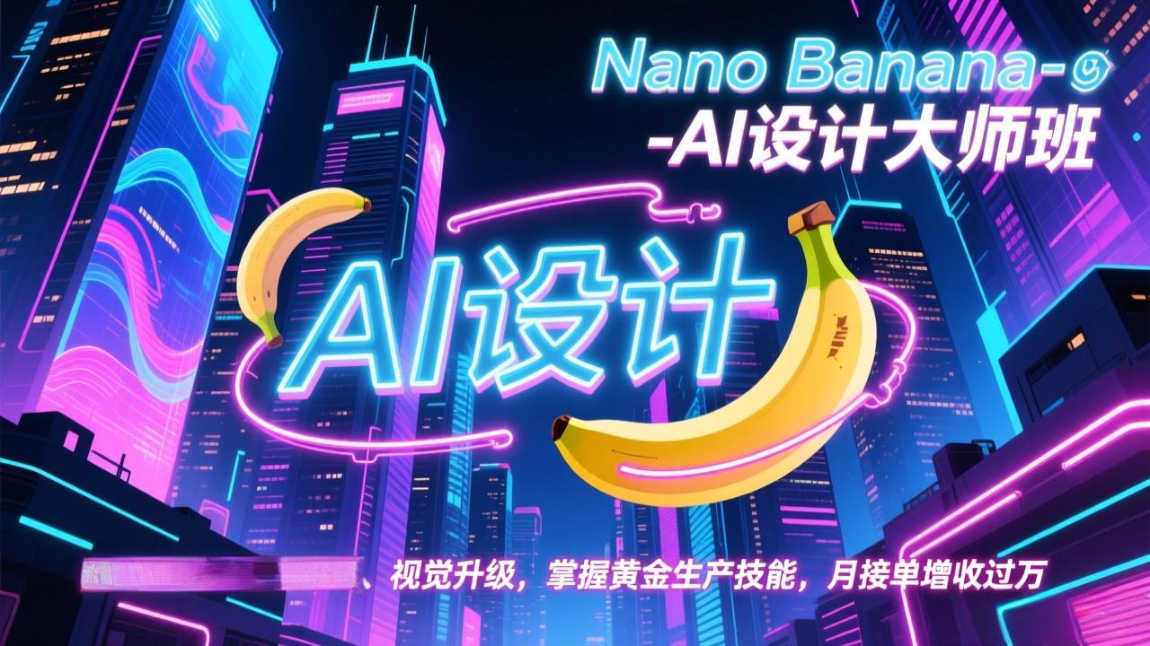 Nano Banana-AI设计大师班，修图合成、广告创作、视觉升级，掌握黄金生产技能，月接单增收过万-天韵资源网