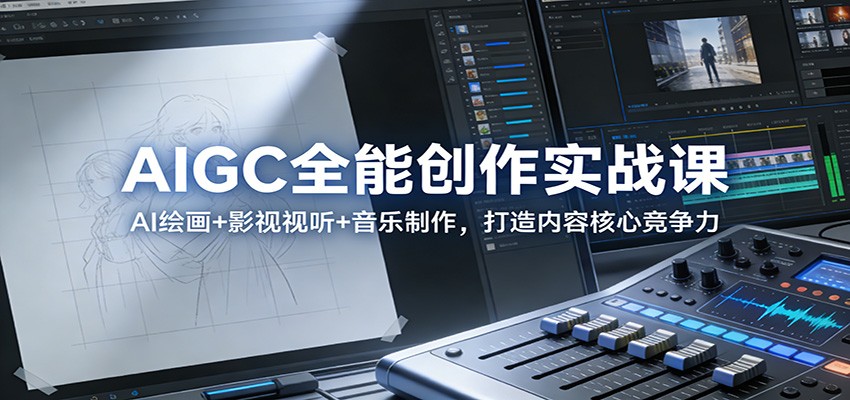 AIGC全能创作实战课:AI绘画+影视视听+音乐制作,打造内容核心竞争力-天韵资源网