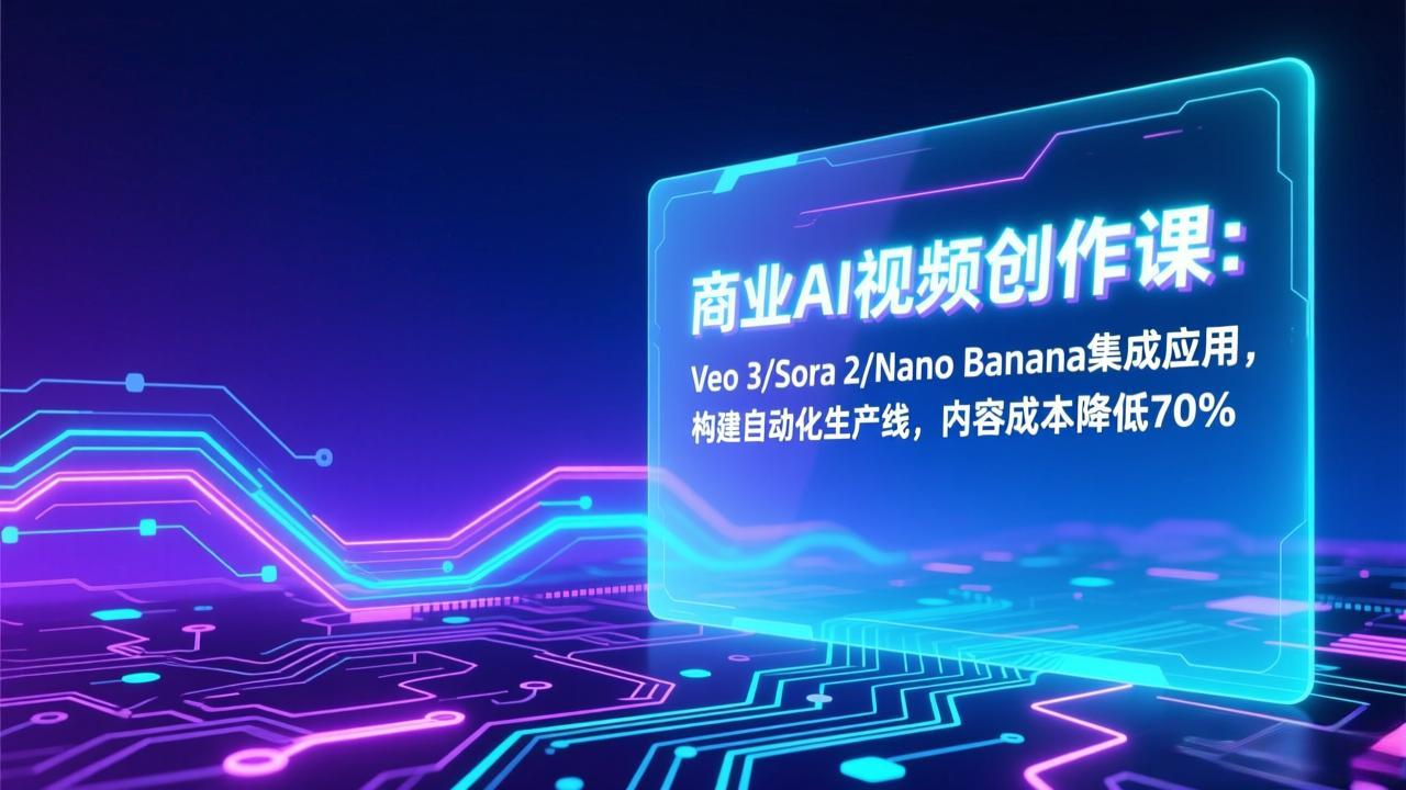 商业AI视频创作课：Veo 3/Sora 2/Nano Banana集成应用，构建自动化生产线，内容成本降低70%-天韵资源网