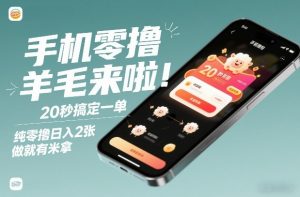 手机零撸薅羊毛来啦！20秒搞定一单，纯零撸日入2张，做就有米拿【揭秘】-天韵资源网