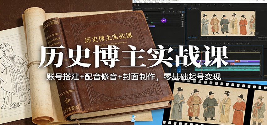 历史博主实战课:账号搭建+配音修音+封面制作,零基础起号变现-天韵资源网