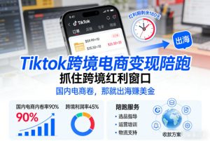 Tiktok跨境电商变现陪跑，抓住跨境红利窗口，国内电商卷，那就出海賺美金-天韵资源网