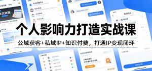 个人影响力打造实战课：公域获客+私域IP+知识付费，打通IP变现闭环-天韵资源网