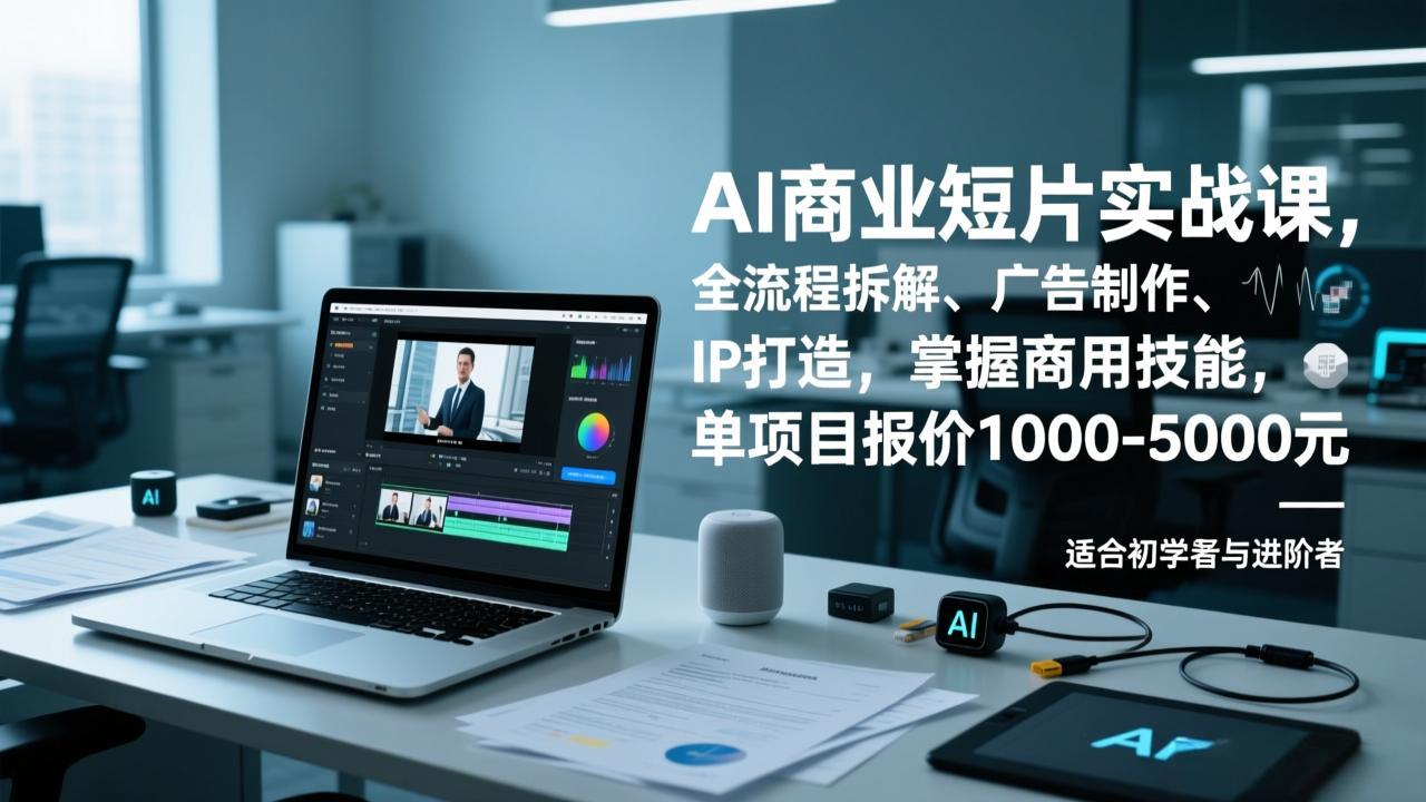 AI商业短片实战课，全流程拆解、广告制作、IP打造，掌握商用技能，单项目报价1000-5000元-天韵资源网