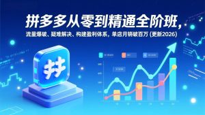 拼多多从零到精通全阶班，流量爆破、疑难解决，构建盈利体系，单店月销破百万(更新2026-天韵资源网