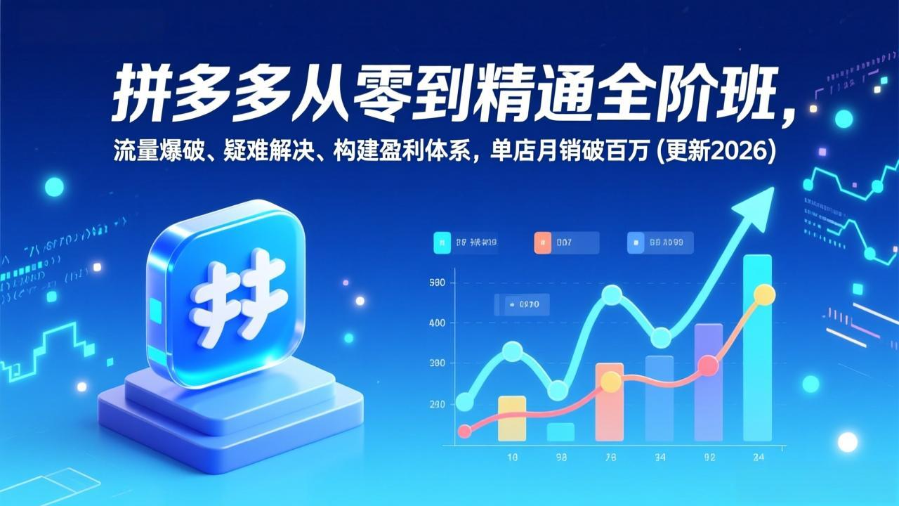 拼多多从零到精通全阶班，流量爆破、疑难解决，构建盈利体系，单店月销破百万(更新2026-天韵资源网