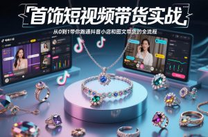 首饰短视频带货实战，从0到1带你跑通抖音小店和图文带货的全流程-天韵资源网