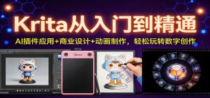 Krita从入门到精通：AI插件应用+商业设计+动画制作，轻松玩转数字创作-天韵资源网