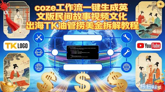 Coze扣子工作流一键生成英文版民间故事视频，文化出海TK油管捞美金拆解教程-天韵资源网