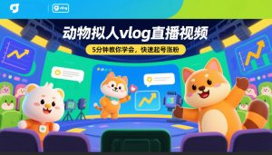 动物拟人vlog直播视频，5分钟教你学会，快速起号涨粉-天韵资源网