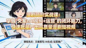 漫剧高阶实战课:掌握“文案+AI视频+运营”的闭环能力,快速批量产出高质量漫剧短视频-天韵资源网