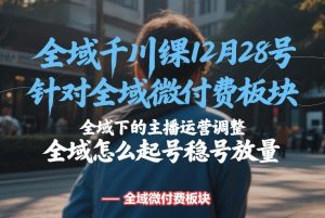 全域千川线下课12月28号，针对全域微付费板块，全域下的主播运营调整，全域怎么起号稳号放量-天韵资源网