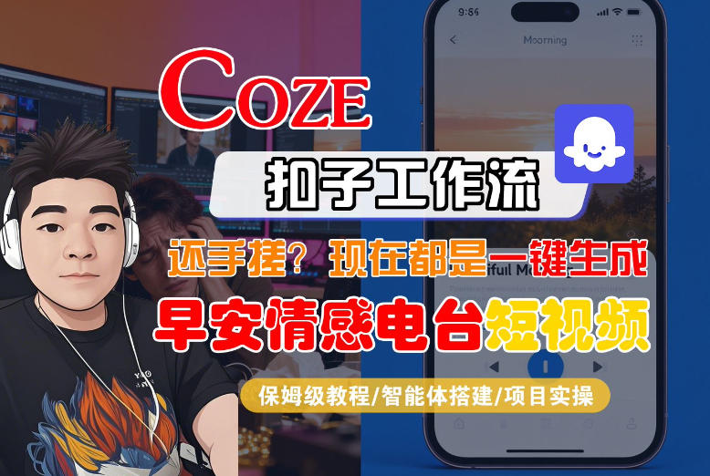 【Coze工作流搭建实操教程】【coze】早安情感电台日签视频还在手动做?用扣子工作流自动生成,省时90%-天韵资源网