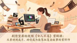 剧情竖屏短视频《女人不易》剪辑课：从素材到成片、助你成为能驾驭复杂故事的剪辑师-天韵资源网