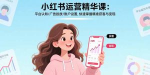 小红书运营精华课-更新：平台认知/广告投放/账户设置,快速掌握精准获客与变现-天韵资源网