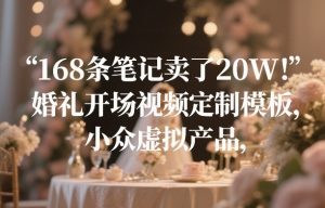 168条笔记卖了20W！婚礼开场视频定制模板，小众虚拟产品-天韵资源网