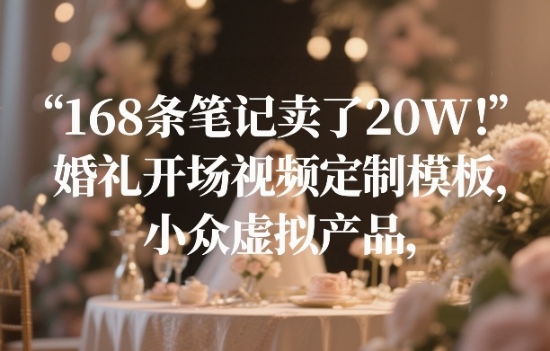 168条笔记卖了20W！婚礼开场视频定制模板，小众虚拟产品-天韵资源网