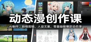 动态漫创作课：AI制作、剧情剪辑、人设文案，零基础做爆款动态漫-天韵资源网