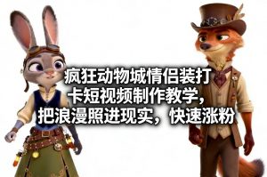 疯狂动物城情侣装打卡短视频制作教学，把浪漫照进现实，快速涨粉-天韵资源网