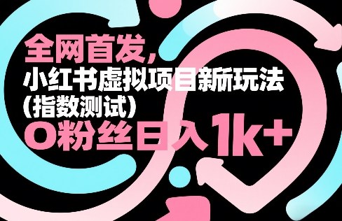 全网首发,小红书虚拟项目新玩法(指数测试),0粉丝日入1k+,整个玩法完整拆解!-天韵资源网