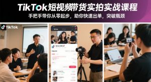 TikTok短视频带货实拍实战课程,手把手带你从零起步,助你快速出单,突破瓶颈-天韵资源网