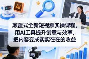 颠覆式全新短视频实操课程，用AI工具提升创意与效率，把内容变成实实在在的收益-天韵资源网