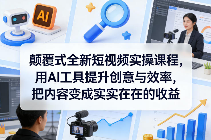 颠覆式全新短视频实操课程，用AI工具提升创意与效率，把内容变成实实在在的收益-天韵资源网