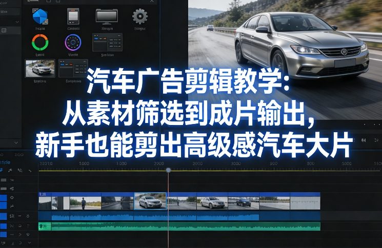 汽车广告剪辑教学：从素材筛选到成片输出，新手也能剪出高级感汽车大片-天韵资源网