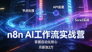 n8n AI工作流实战营,节点处理+API连通+Sora2实战,掌握自动化核心月薪涨2万-天韵资源网