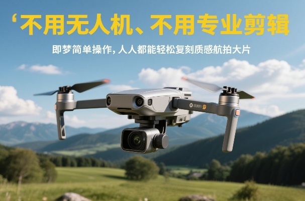 不用无人机、不用专业剪辑，即梦简单操作，人人都能轻松复刻质感航拍大片-天韵资源网
