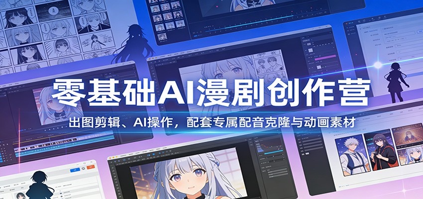 零基础AI漫剧创作营:出图剪辑、AI操作,配套专属配音克隆与动画素材-天韵资源网