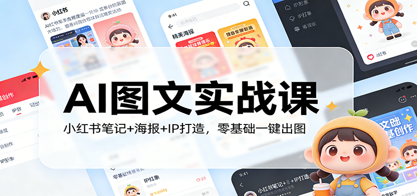 AI图文实战课:小红书笔记+海报+IP打造,零基础一键出图-天韵资源网