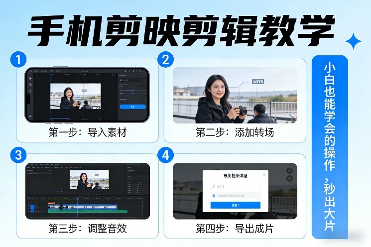 手机剪映剪辑教学，小白也能学会的操作，秒出大片-天韵资源网