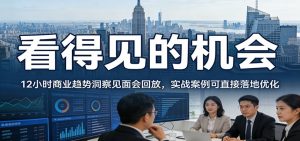2026看得见的机会，12小时商业趋势洞察见面会回放，实战案例可直接落地优化-天韵资源网