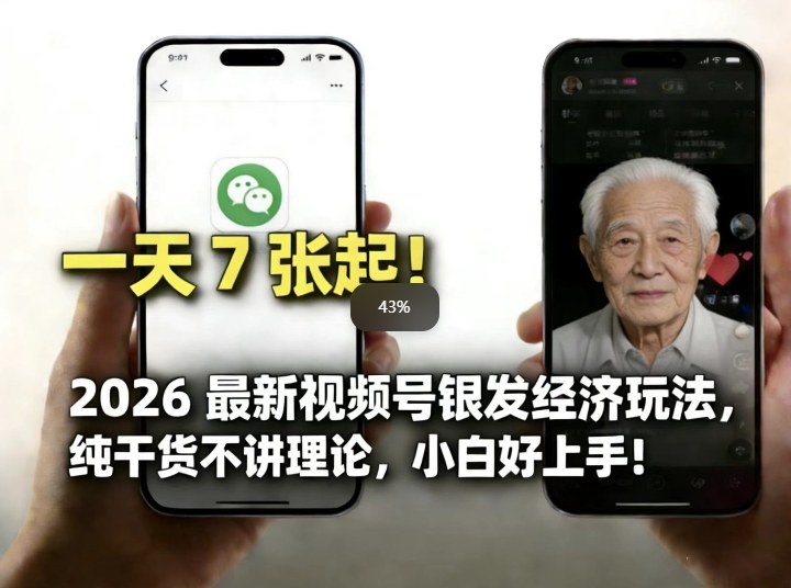 2026最新视频号银发经济玩法，轻松每天7张起，小白也可做-天韵资源网