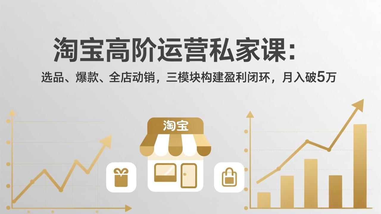 淘宝高阶运营私家课：选品、爆款、全店动销，三模块构建盈利闭环，月入破5万(更新26年2月-天韵资源网