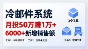 月投 50 刀赚 1 万 +！冷邮件系统：6000 + 新增销售额，靠 3 个工具轻松搞-天韵资源网