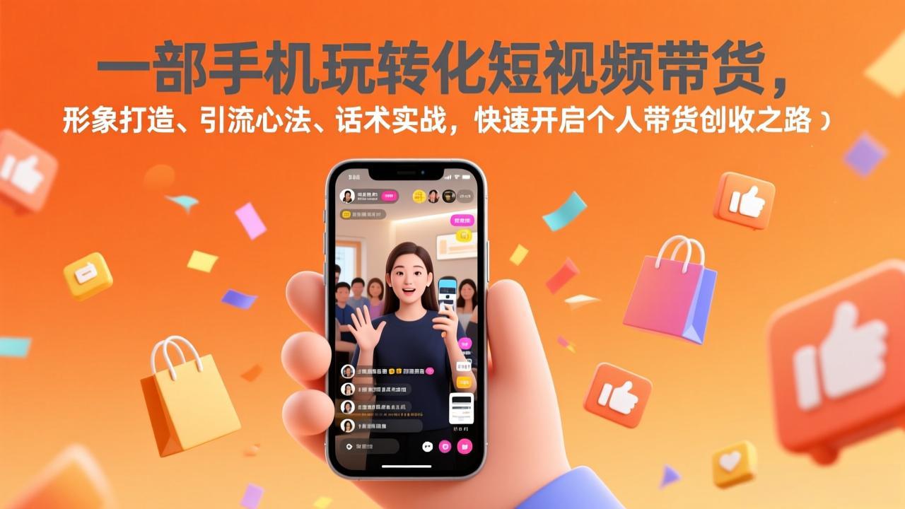 一部手机玩转化短视频带货，形象打造、引流心法、话术实战，快速开启个人带货创收之路-天韵资源网