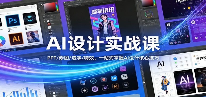 AI设计实战课：PPT/修图/造字/特效，一站式掌握AI设计核心技巧-天韵资源网