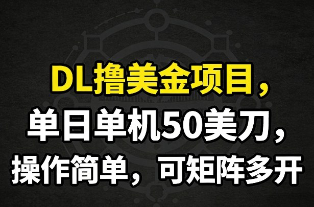 DL撸美金项目,单日单机50美刀,操作简单,可矩阵多开-天韵资源网