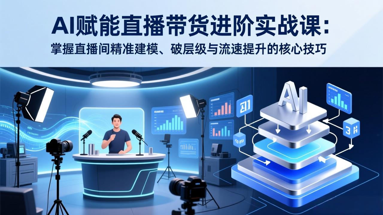AI赋能直播带货进阶实战课：掌握直播间精准建模、破层级与流速提升的核心技巧-天韵资源网