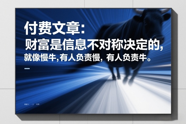 付费文章：财富是信息不对称决定的，就像慢牛，有人负责慢，有人负责牛-天韵资源网