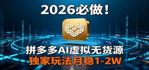 2026 必做！拼多多 AI 虚拟无货源，独家玩法月稳 1-2W-天韵资源网