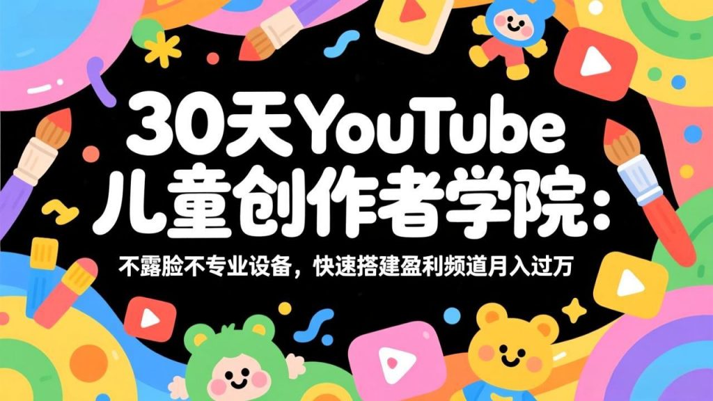 30天YouTube儿童创作者学院：不露脸不专业设备，快速搭建盈利频道月入过万-天韵资源网
