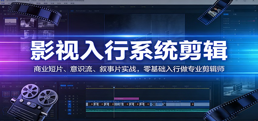 影视系统剪辑，商业短片、意识流、叙事片实战，零基础入行做专业剪辑师-天韵资源网