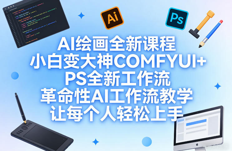 AI绘画全新课程，小白变大神COMFYUI+PS全新工作流，革命性AI工作流教学，让每个人轻松上手-天韵资源网