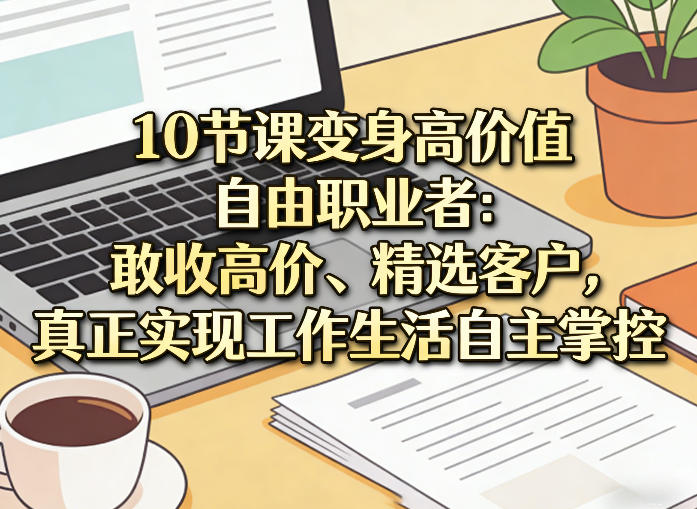 10节课变身高价值自由职业者：敢收高价、精选客户，真正实现工作生活自主掌控-天韵资源网